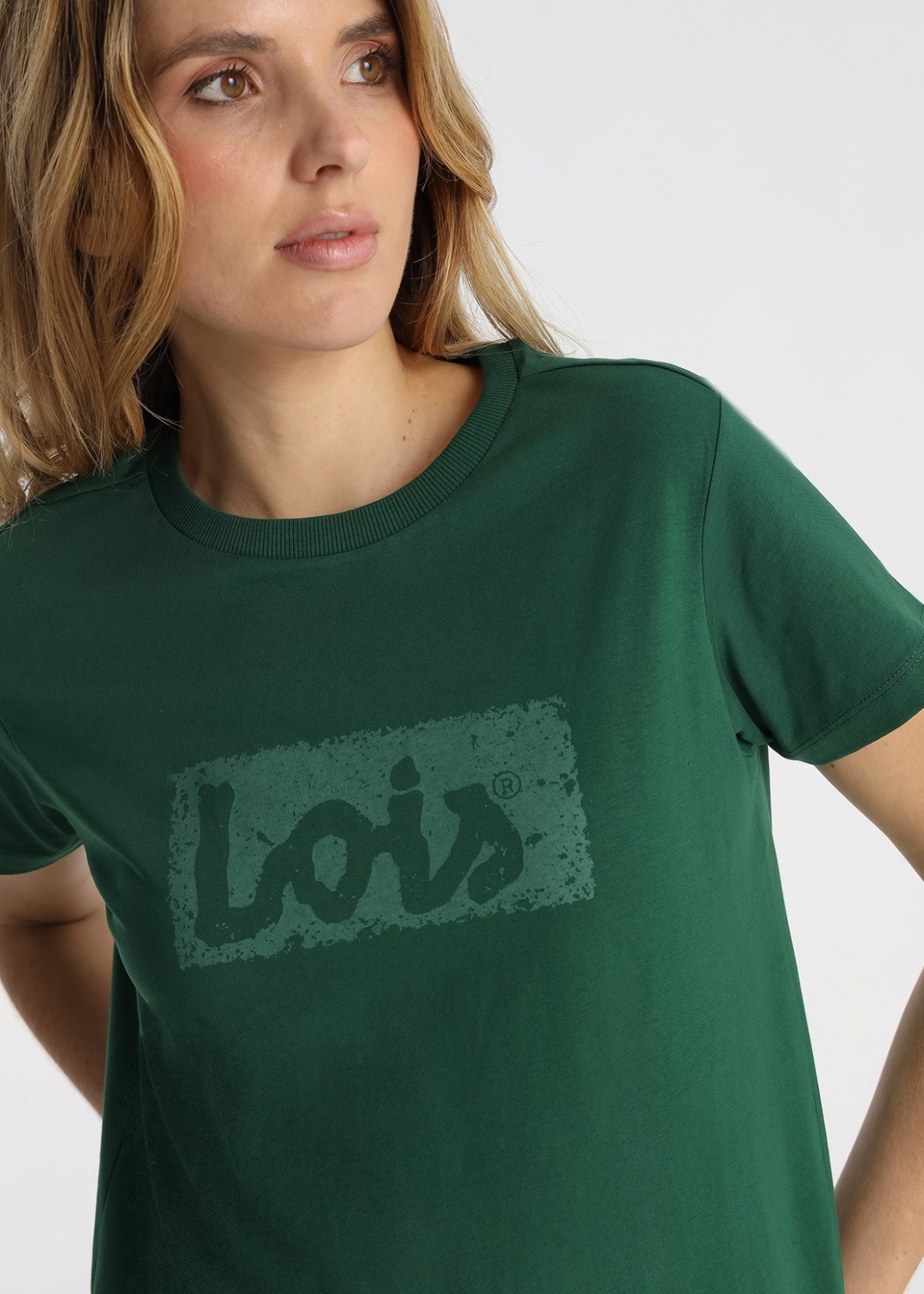 Camiseta Básica Algodón Logotipo Brand Verde