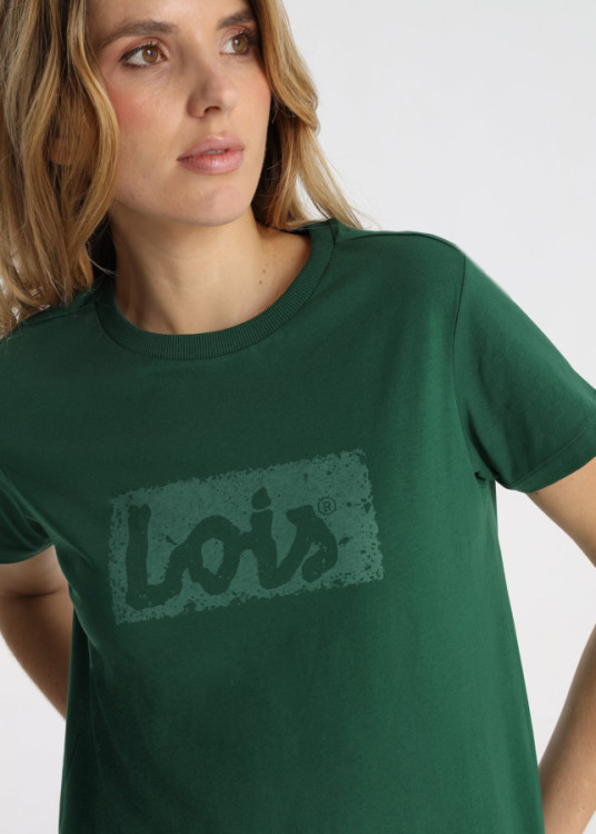 Camiseta Básica Algodón Logotipo Brand Verde