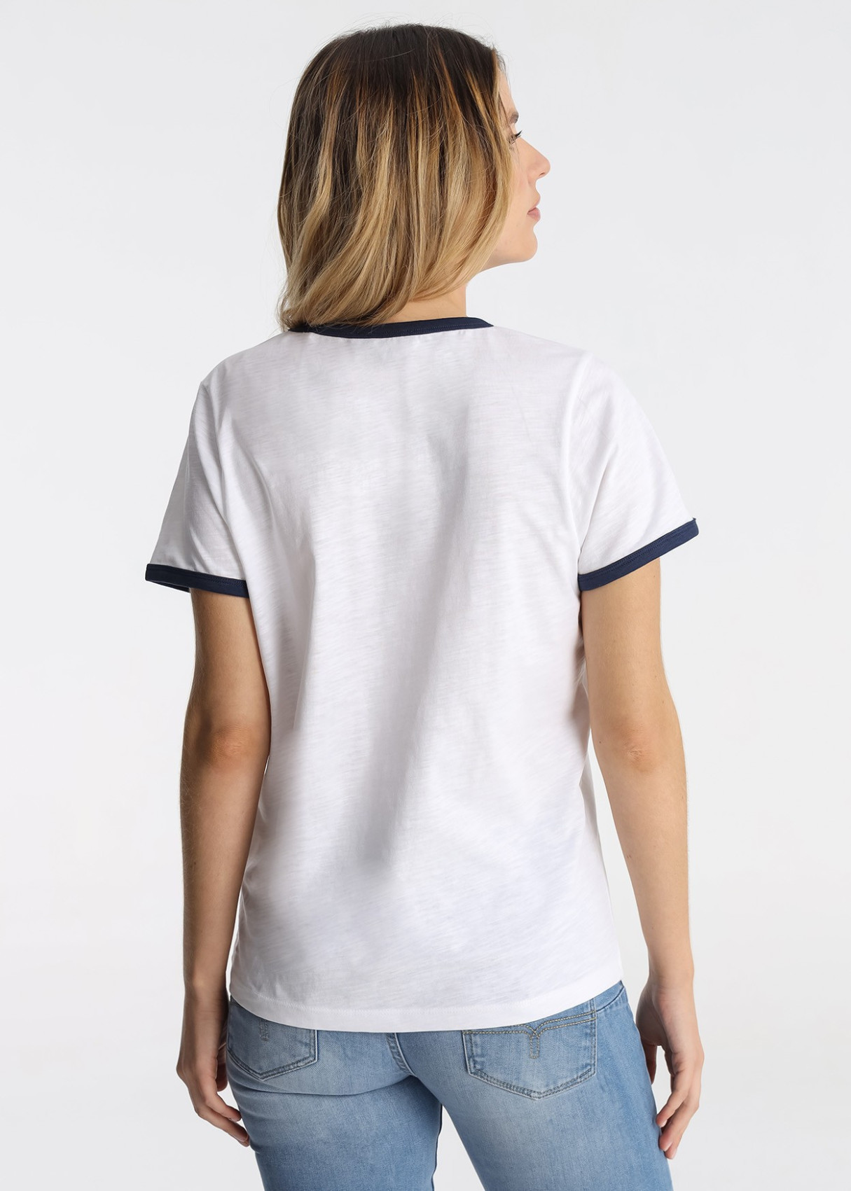 Camiseta Algodón Slub Bordado Logotipo Blanco