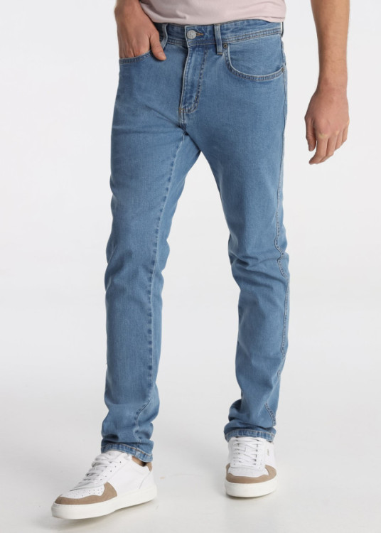 Vaqueros Recto Lavado Especial Suave Doble Stone Azul