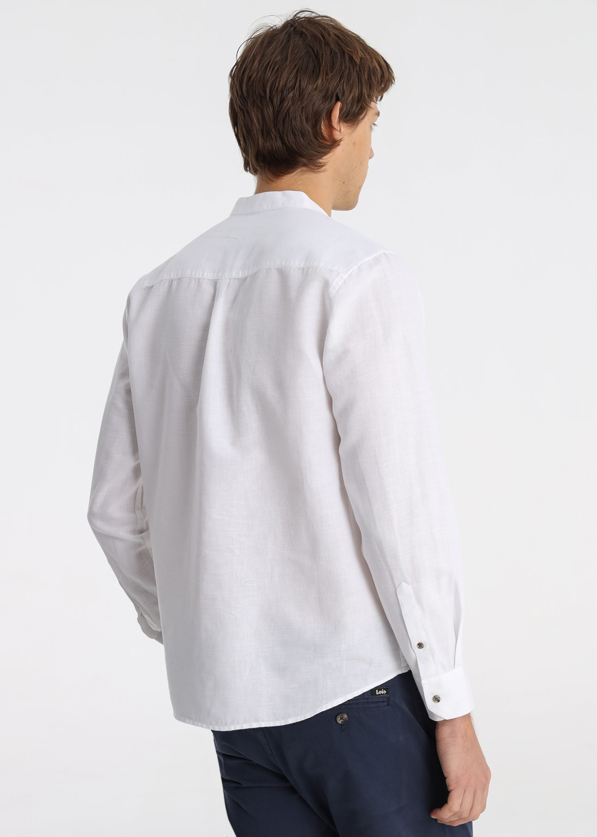 Camisa Cuello Mao Algodón Suave Tono Blanco