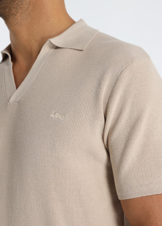 Polo De Tejido Ottoman Con Textura De Rayas Beige