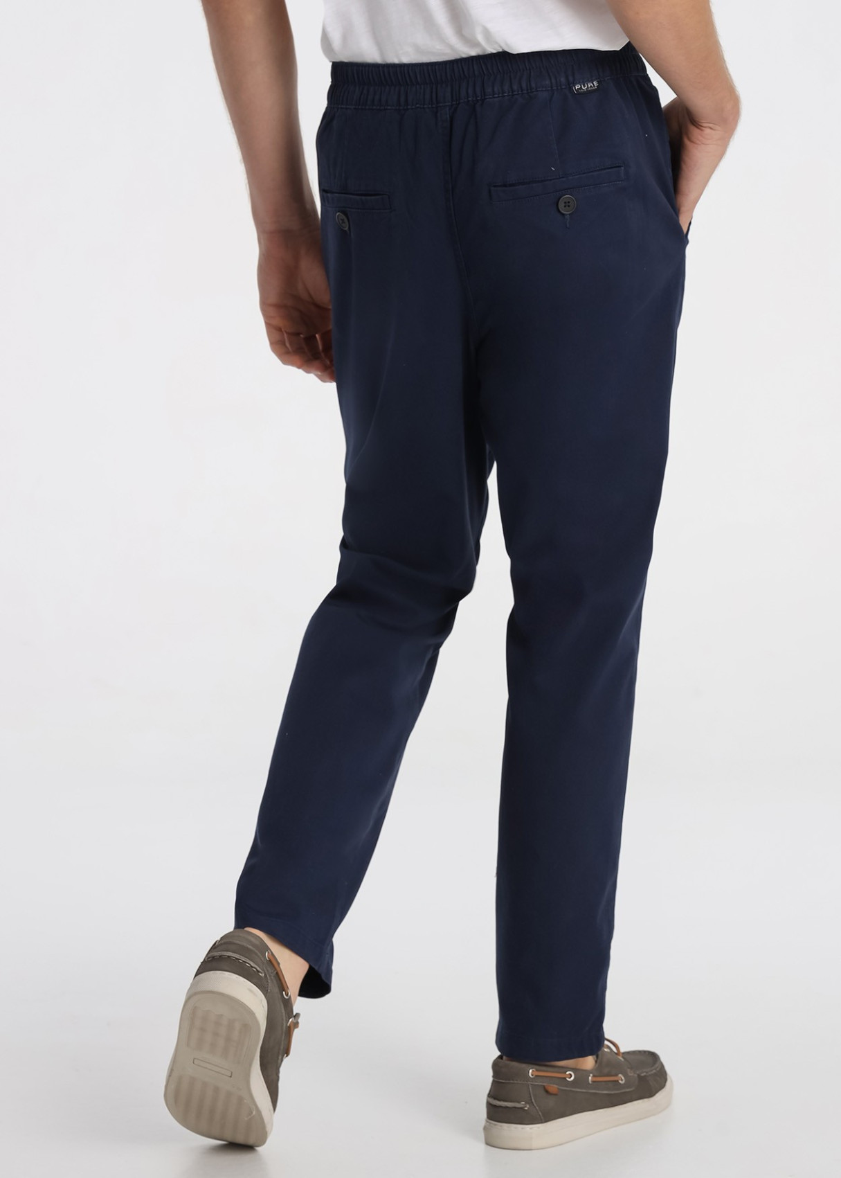 Pantalón Jogger Estructurado Con Cordón Azul Navy