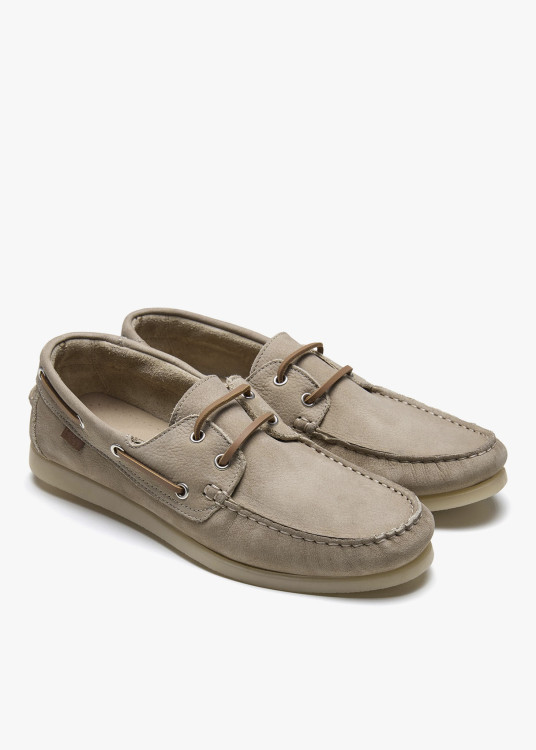 Náuticos piel cordones taupe
