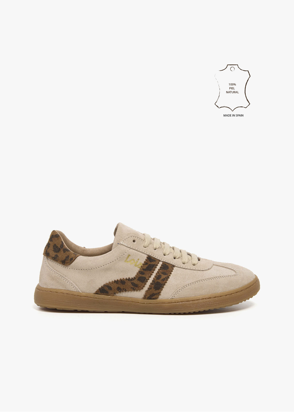Bambas casual piel franjas beige