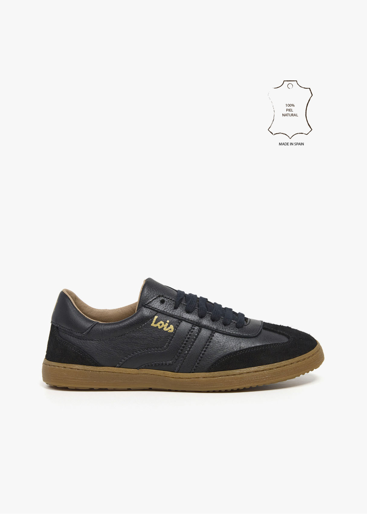 Bambas casual piel franjas negro