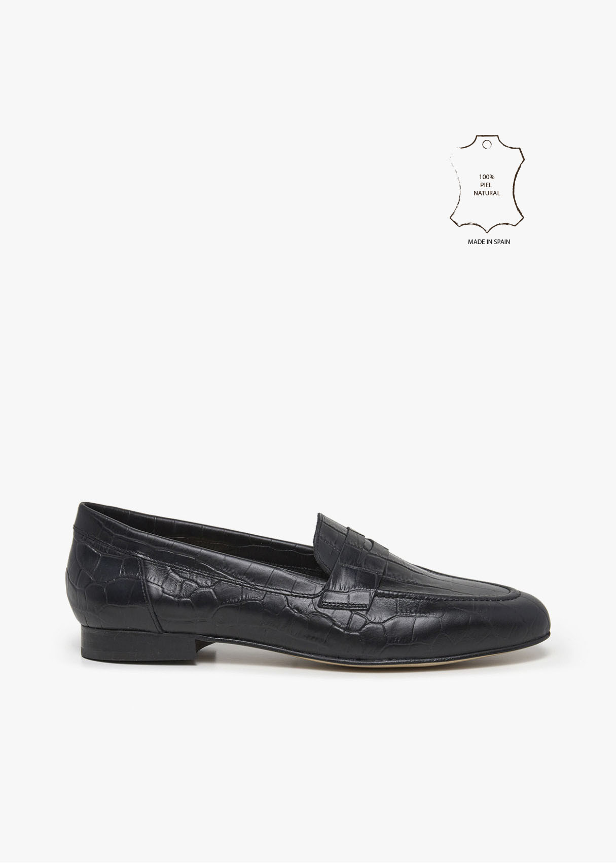 Mocasines de piel estampado cocodrilo negro