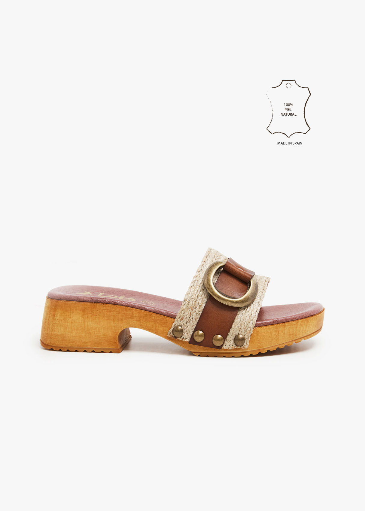 Sandalias De Piel Y Yute detalle Hebilla beige