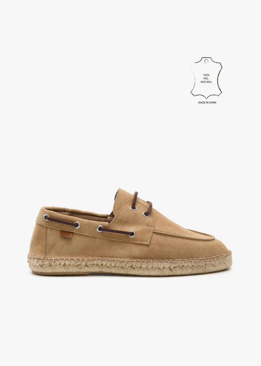 Náuticos piel cordones beige