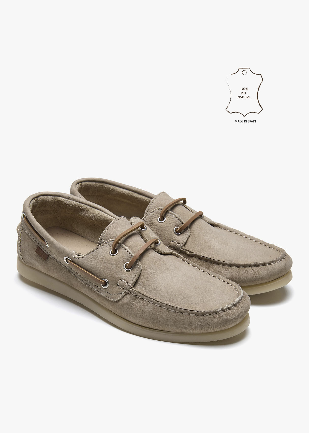 Náuticos piel cordones taupe