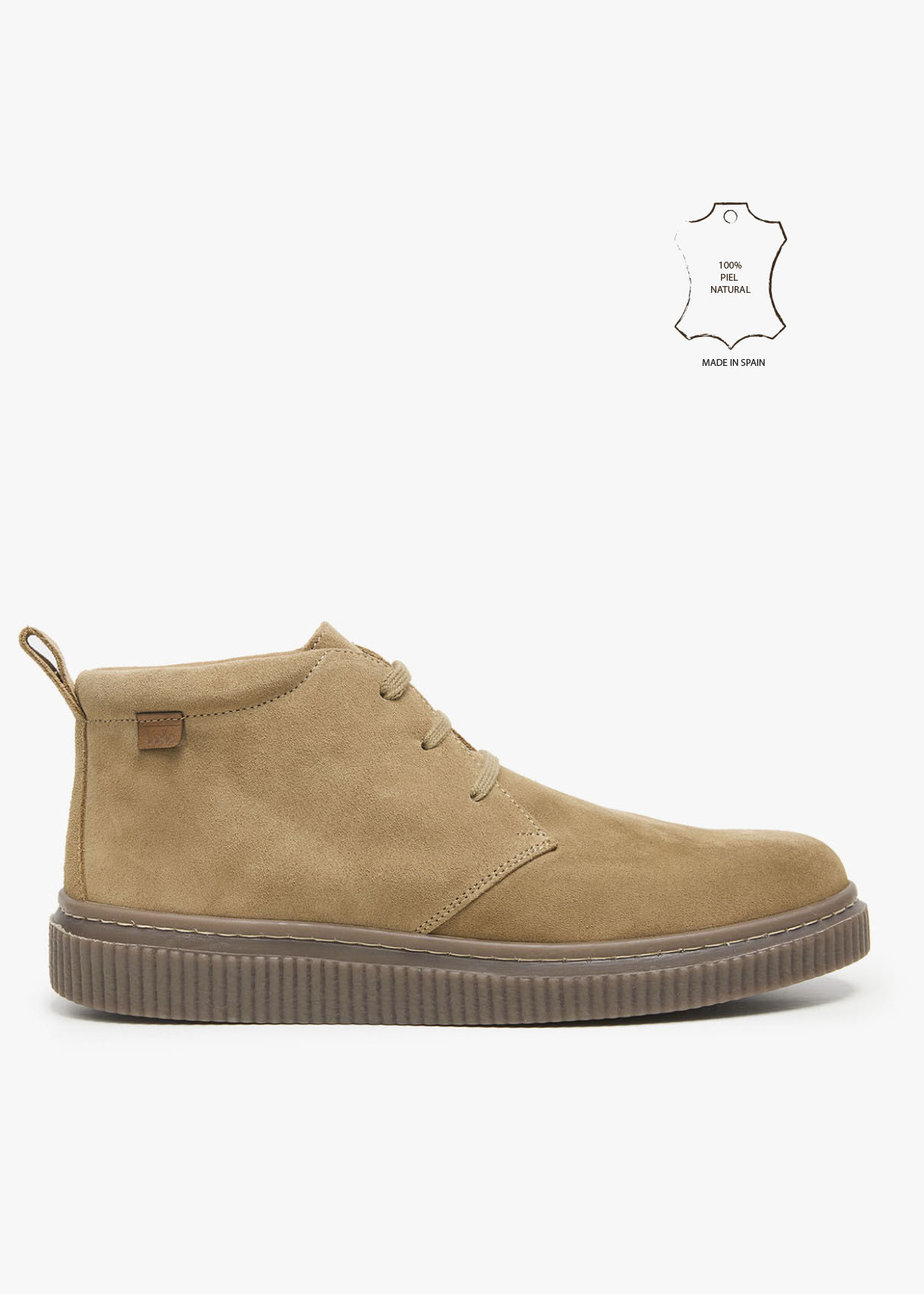 Botines De Piel serraje cordonera beige