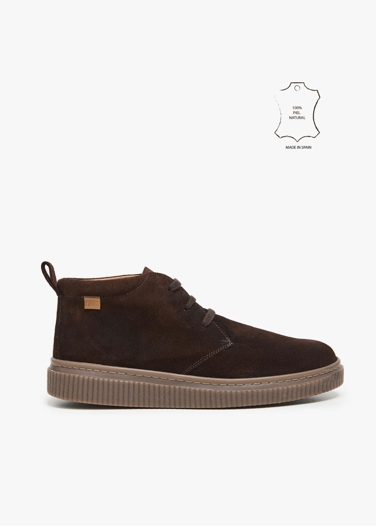 Botines De Piel tipo serraje cordoneras marrón
