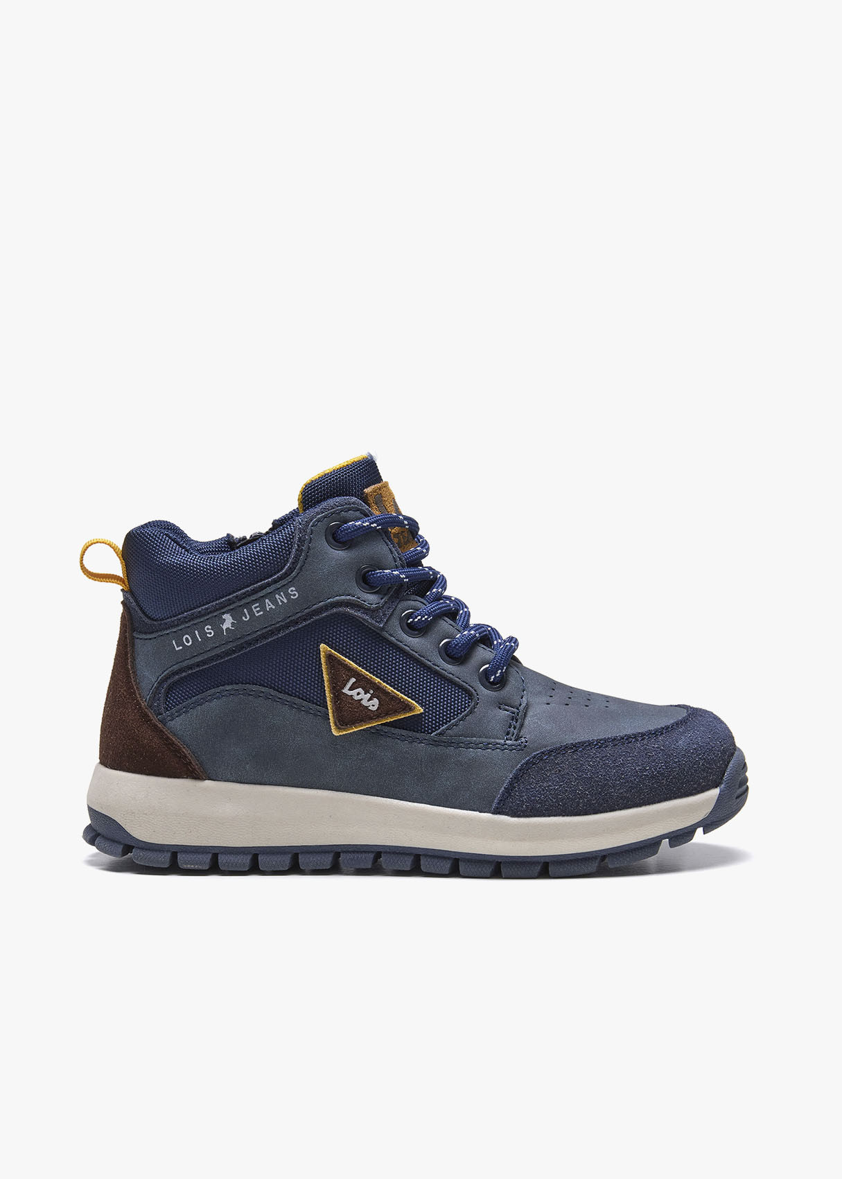 Bota Casual cordoneras texturas azul