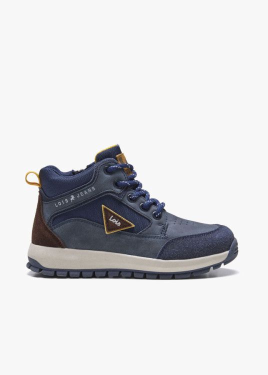 Bota Casual cordoneras texturas azul