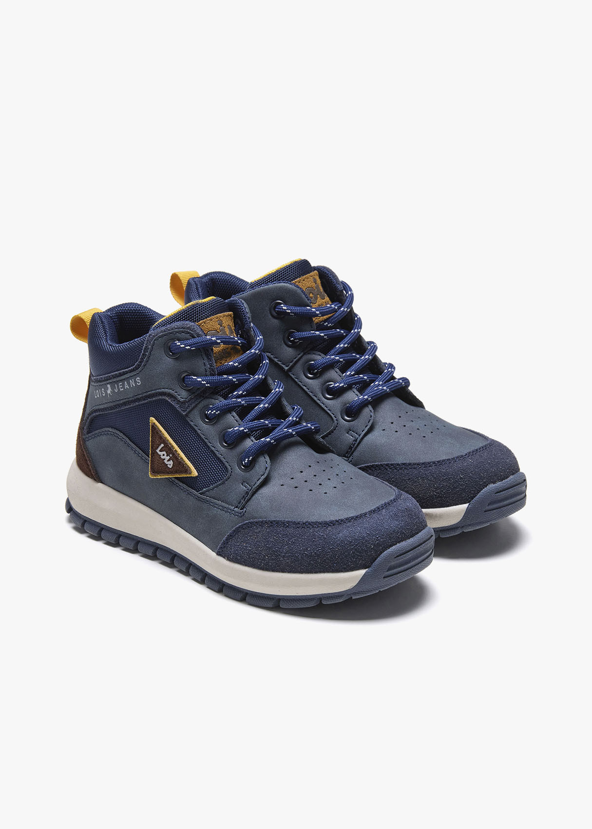 Bota Casual cordoneras texturas azul