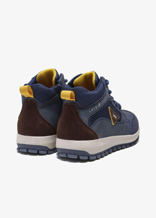 Bota Casual cordoneras texturas azul