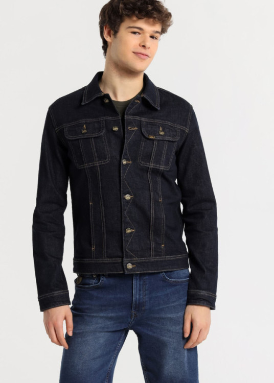 Cazadora Denim básica costuras vistas azul