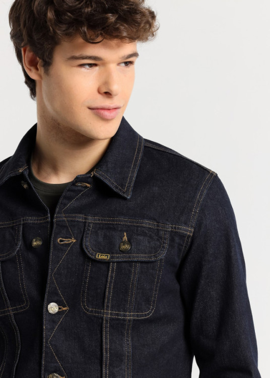Cazadora Denim básica costuras vistas azul