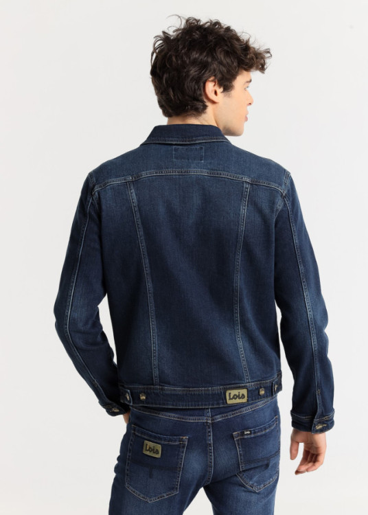 Cazadora Denim básica efecto desgastado azul
