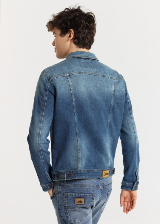 Cazadora Denim básica efecto desgastado azul