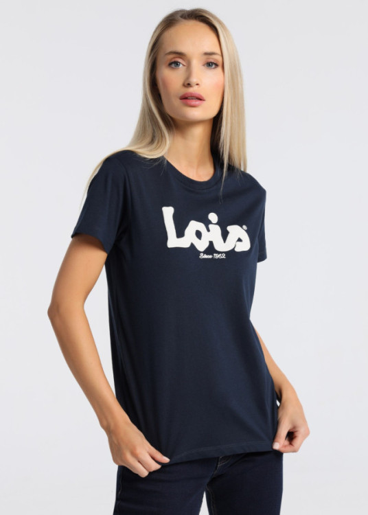 Camiseta manga corta Básica logo contraste azul