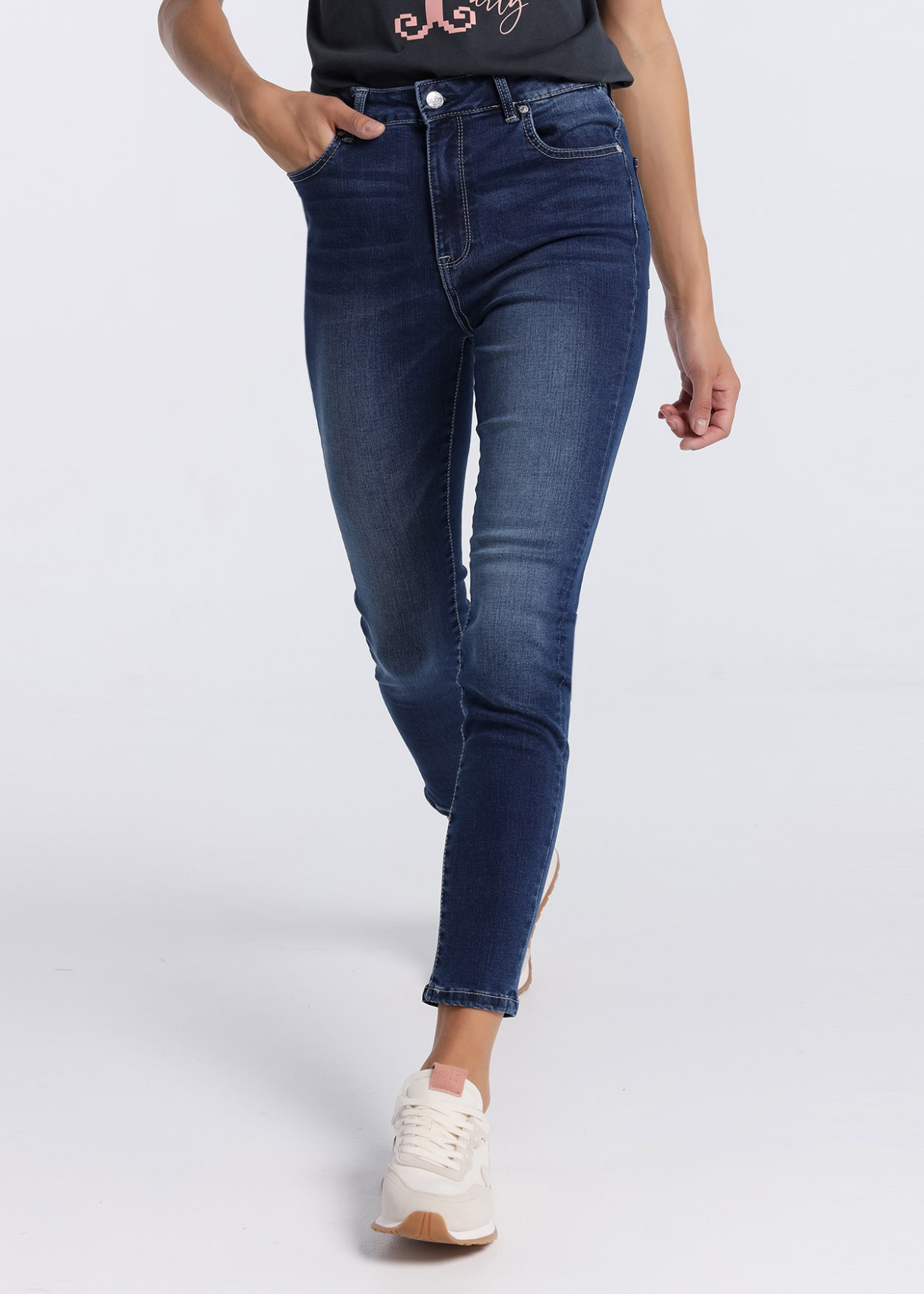 Jeans Skinny High Waist elásticos premium CHER SCOTLAND azul