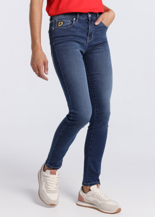 Jeans Skinny tiro bajo elásticos Premium LUCY SCOTLAND azul