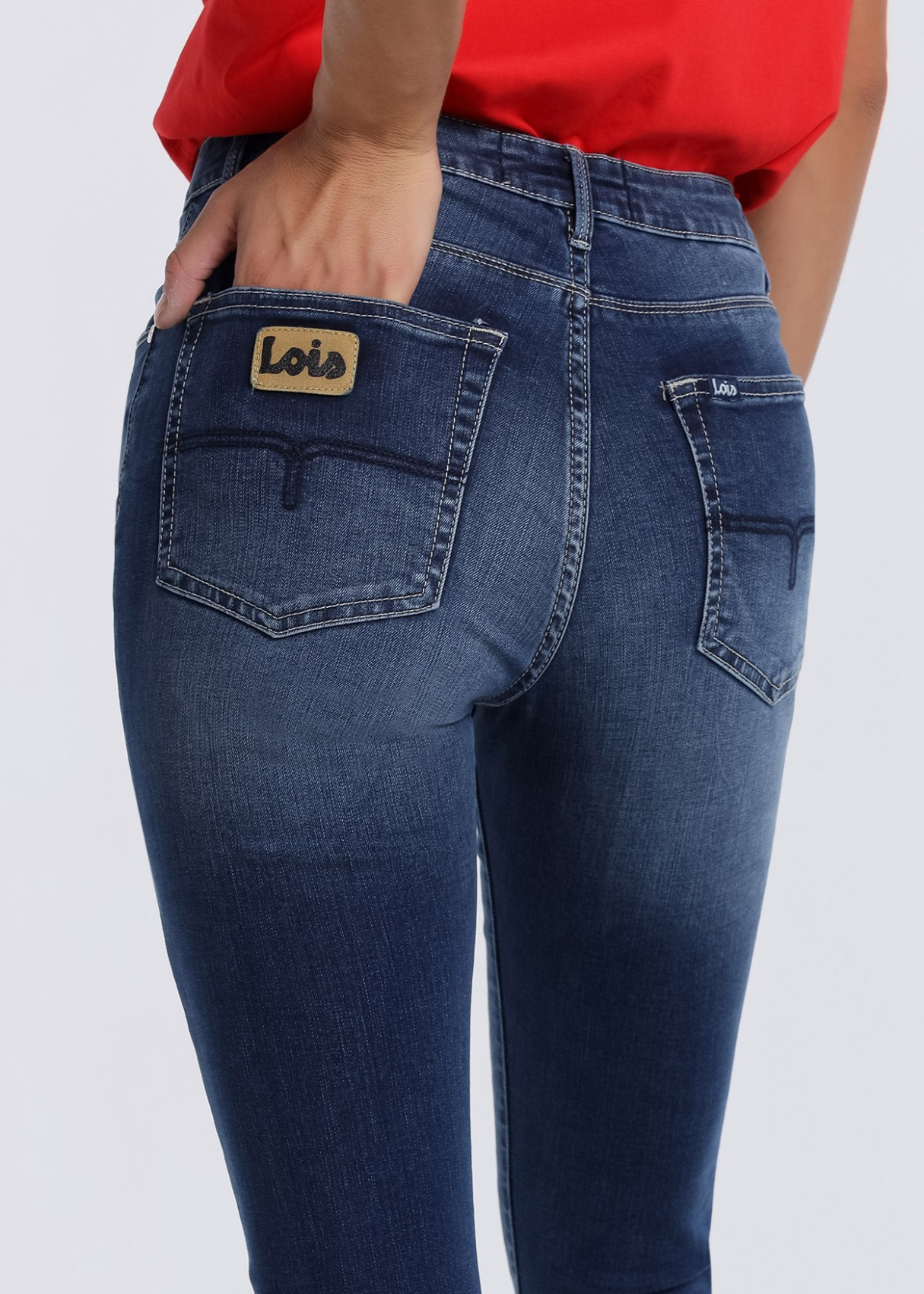 Jeans Skinny tiro bajo elásticos Premium LUCY SCOTLAND azul