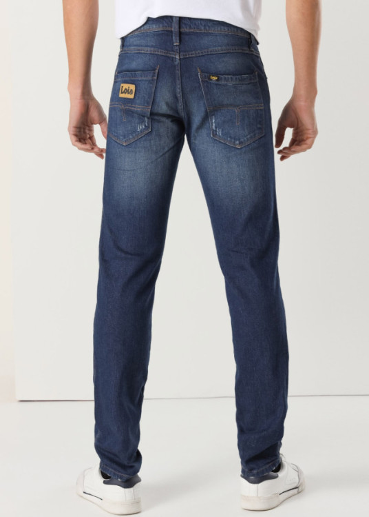Vaqueros Slim Cintura Media detalle rotos Premium azul