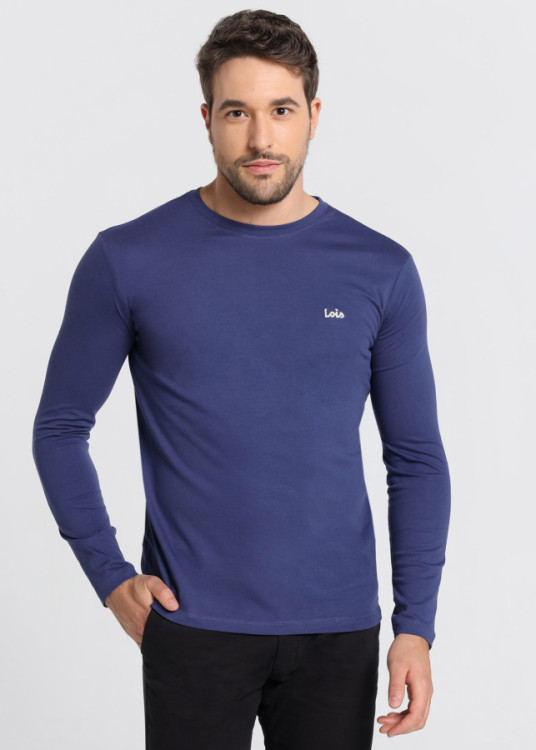 Camiseta manga larga básica logo azul