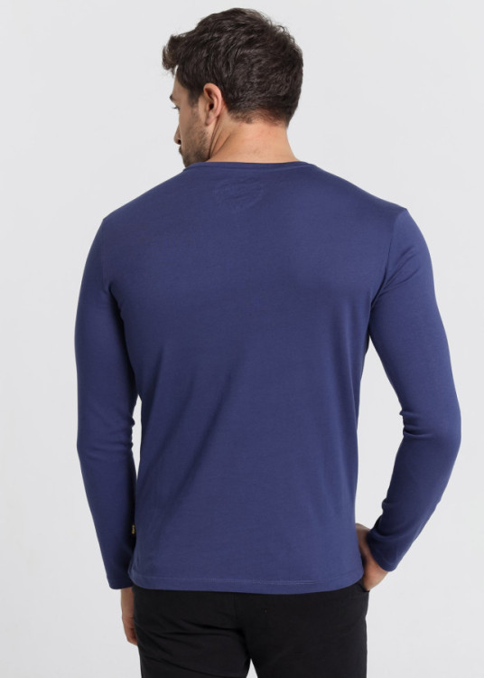 Camiseta manga larga básica logo azul