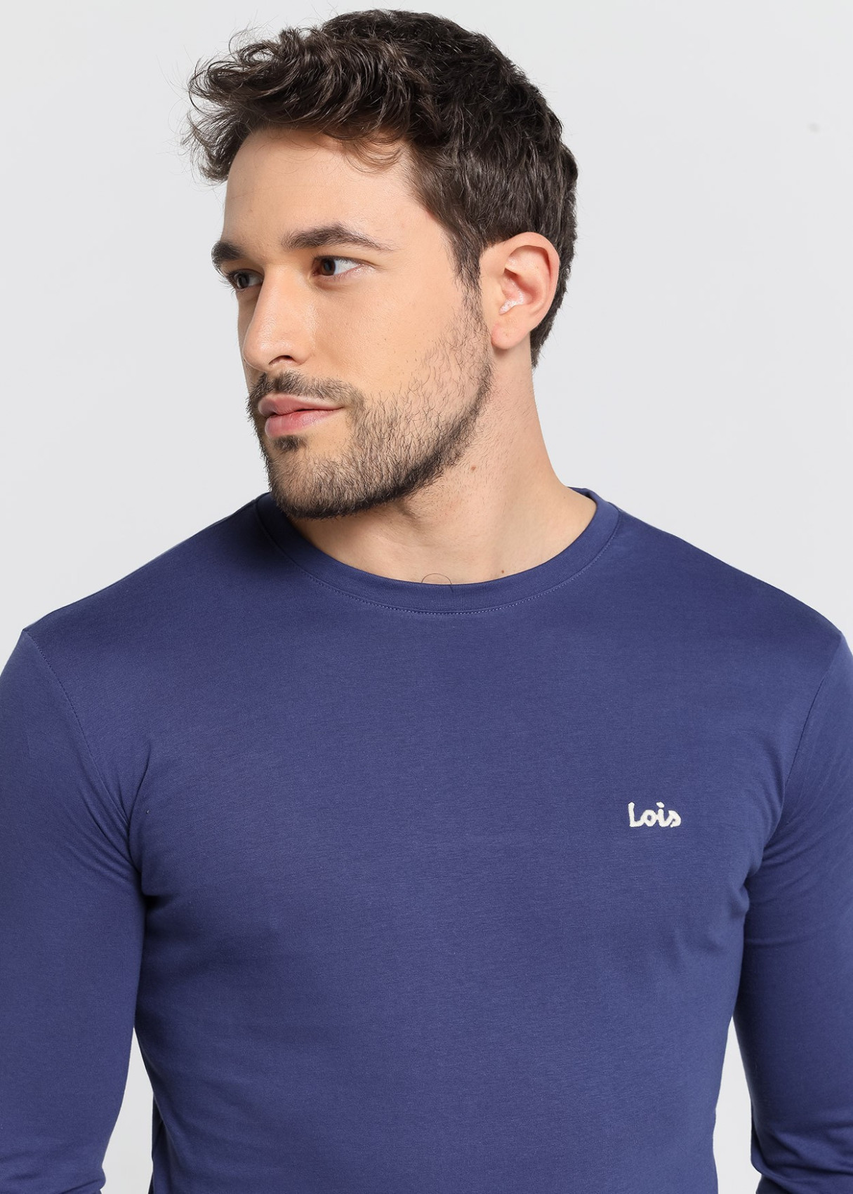 Camiseta manga larga básica logo azul