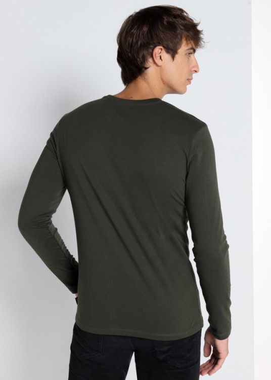 Camiseta manga larga básica logo verde