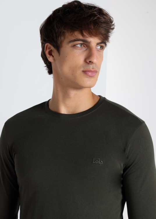 Camiseta manga larga básica logo verde
