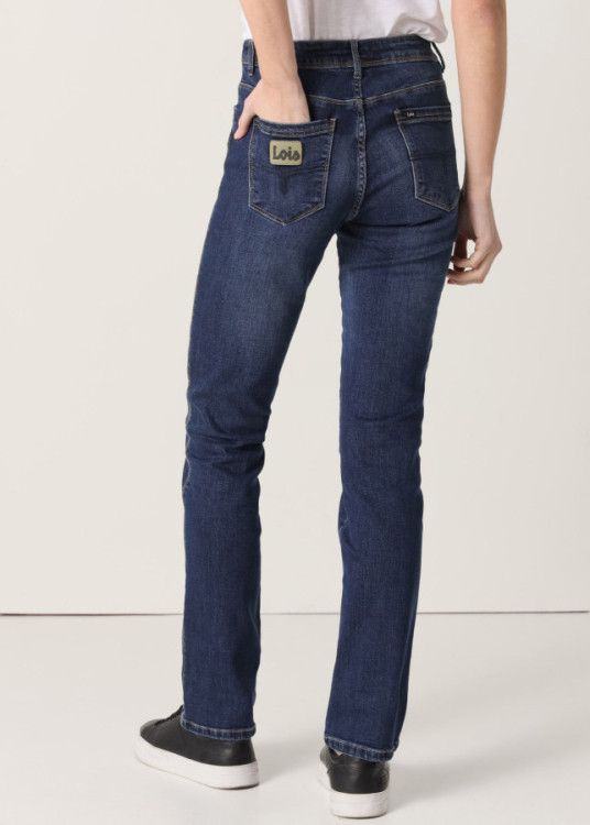Jeans Straight MONIC MARLY Tiro Bajo algodón Premium azul
