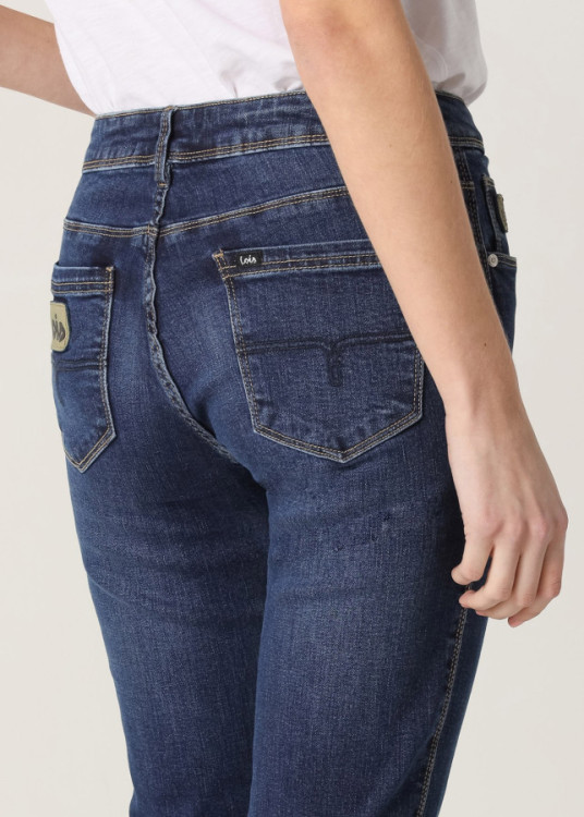 Jeans Straight MONIC MARLY Tiro Bajo algodón Premium azul