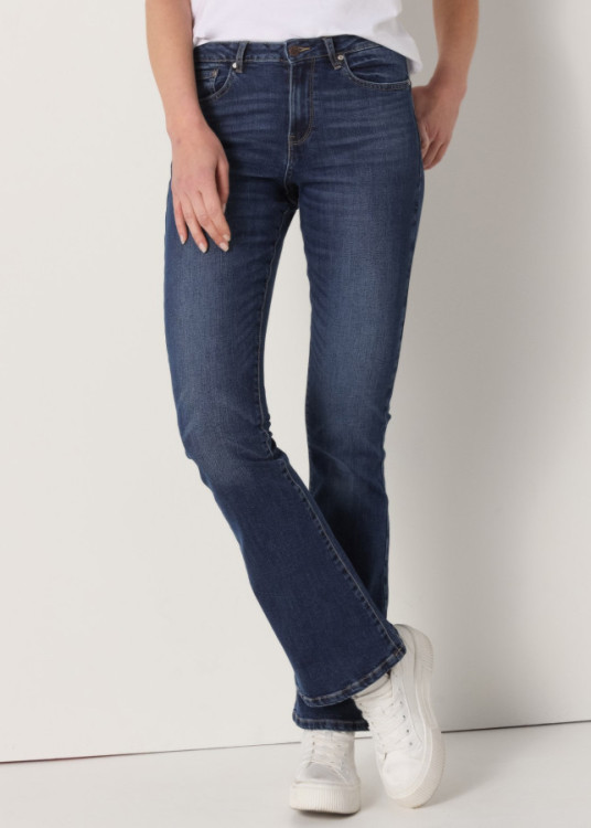 Jeans Flare Cintura Media tejido algodón Premium PUSHY FLARE-MARLY azul