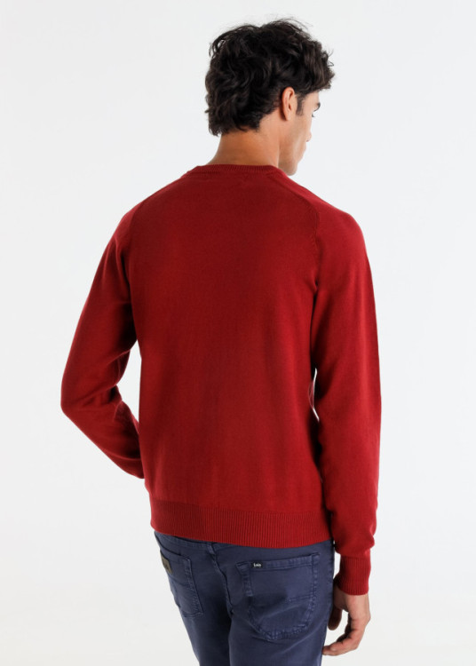 Jersey Básico De Punto Con Cuello Caja Bordado Toro rojo