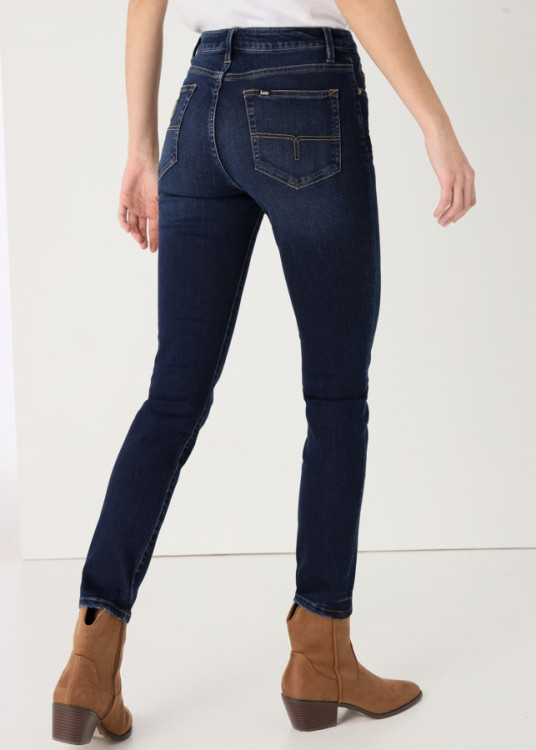 Jeans Skinny Ankle Fit Tiro Medio Lavado Medio Azul