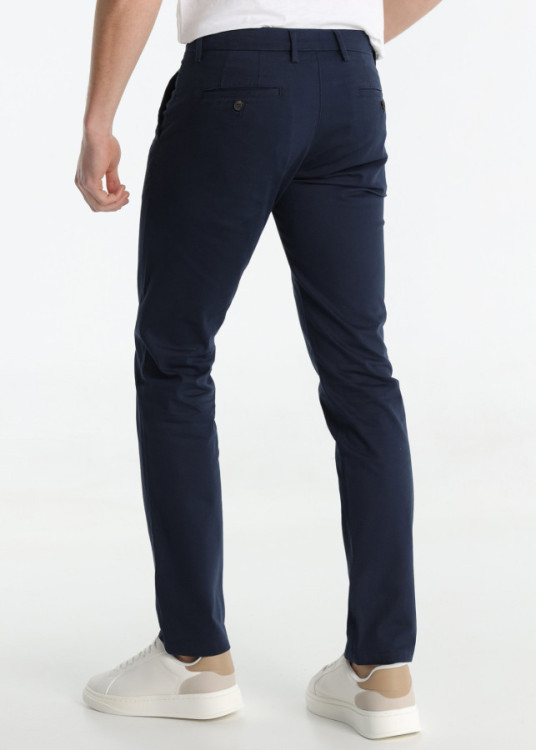 Pantalón Chino Tejido Textura Regular Fit Tiro Medio azul