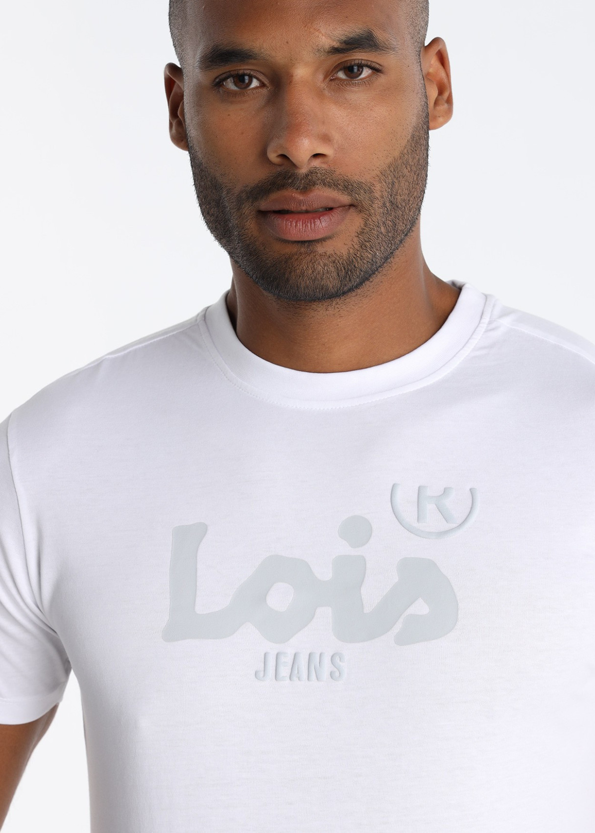 Camiseta Básica Manga corta Cuello Caja Gráfica Blanco