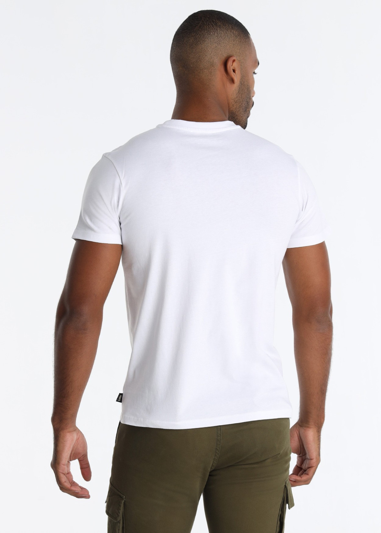 Camiseta Básica Manga corta Cuello Caja Gráfica Blanco