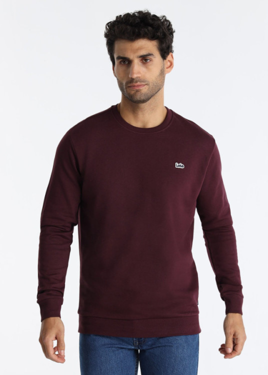 Sudadera Básica Sin Capucha Cuello Caja Logo Parche rojo