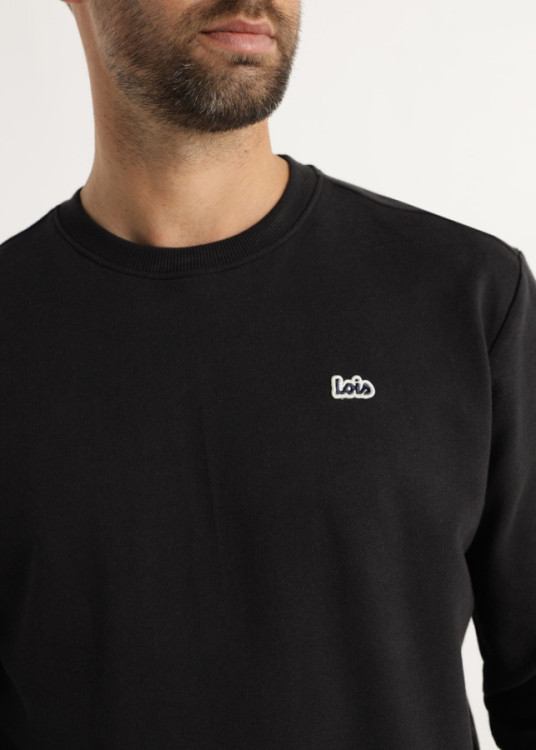 Sudadera Básica Cuello Caja Logo Parche negro