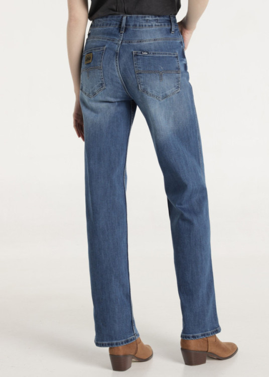 Jeans straight Tiro Medio carmen campbell azul