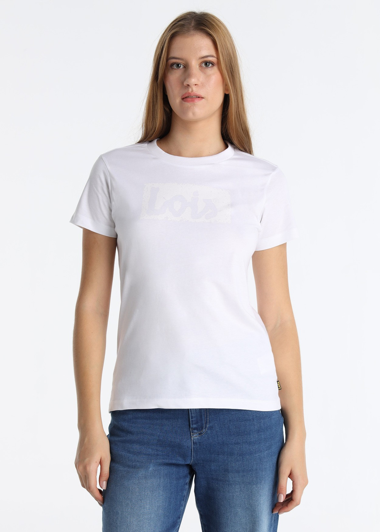 Camiseta Básica Brand Manga Corta Cuello Caja Blanco