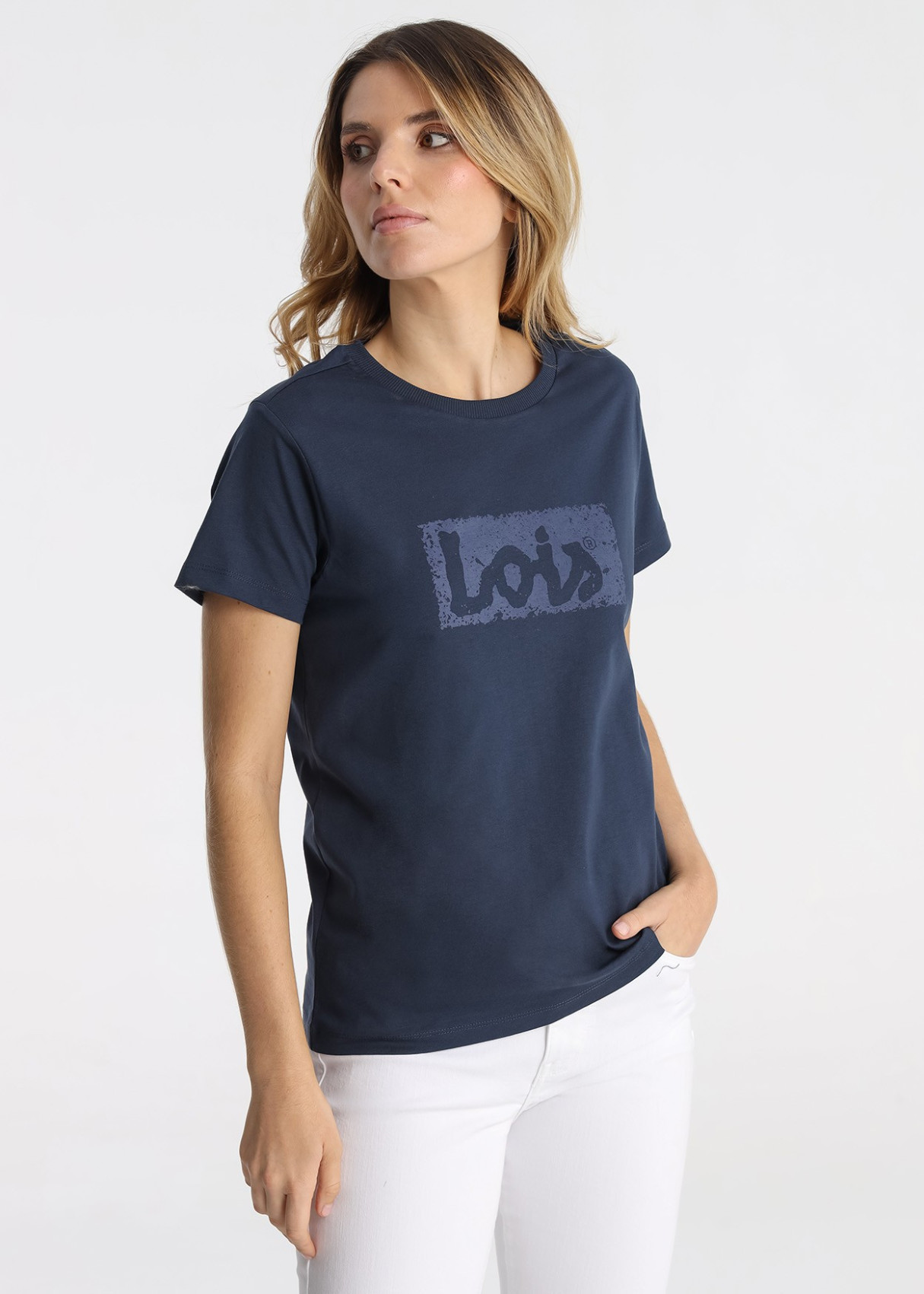 Camiseta Algodón Logo Frontal Estilo Casual azul
