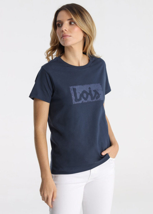 Camiseta Algodón Logo Frontal Estilo Casual azul