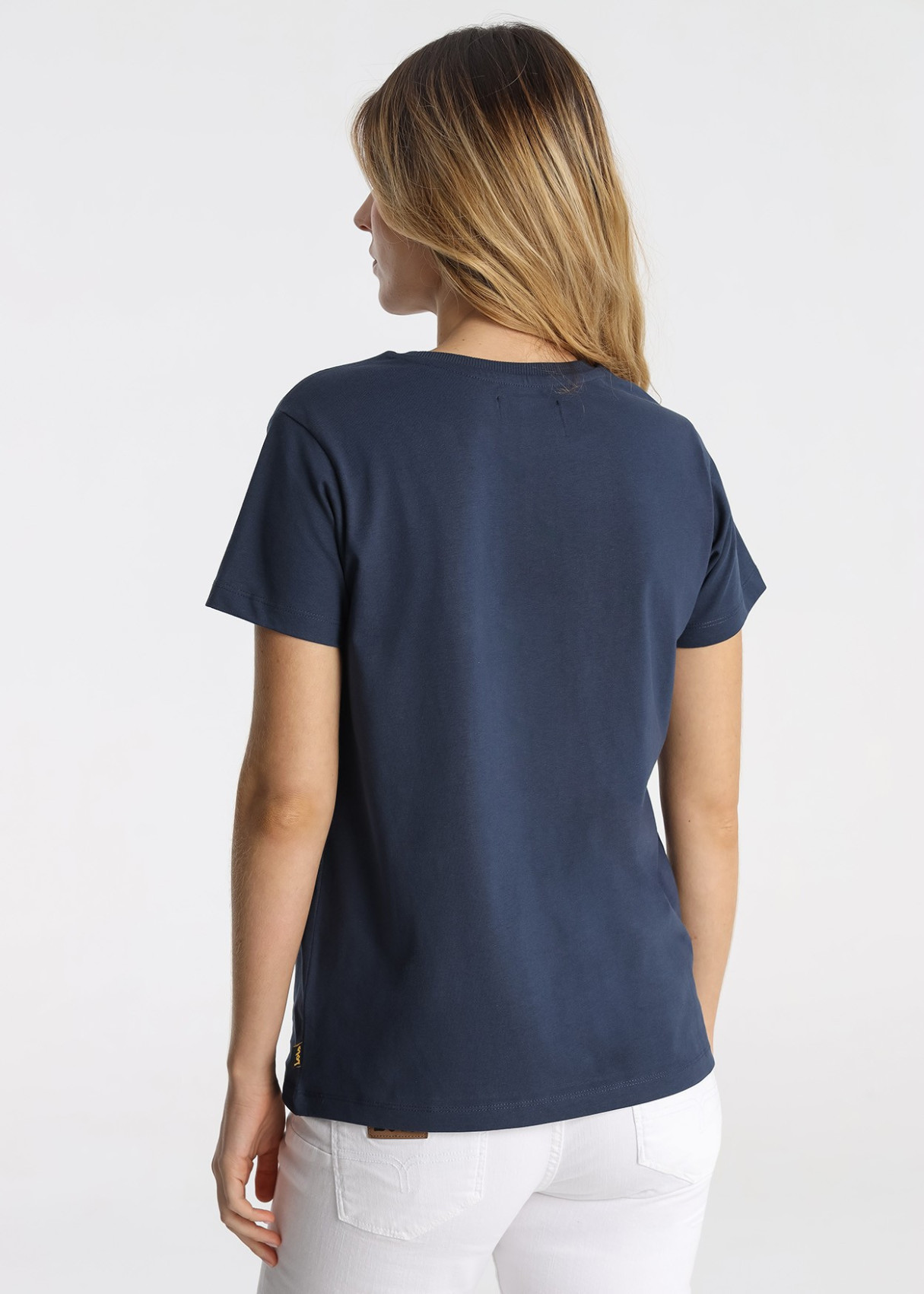 Camiseta Algodón Logo Frontal Estilo Casual azul