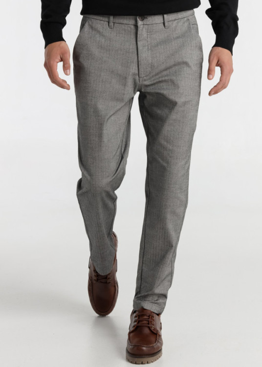 Pantalón Chino Con Estructura De Espiguilla Elástica Jeans Para Hombre  Diseño Versátil